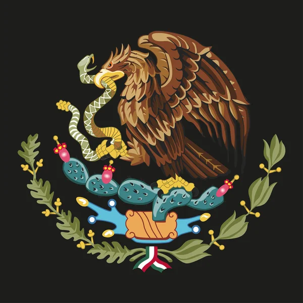 Mexico national emblem - golden eagle catch snake — Stock Vector