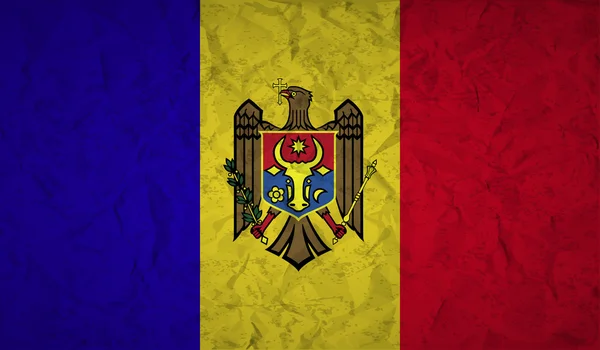Σημαία της Μολδαβίας με την επίδραση των τσαλακωμένο χαρτί και grunge — Διανυσματικό Αρχείο
