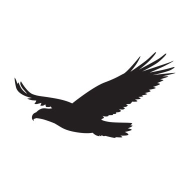 Vector silhouette of the Bird of Prey in flight with wings spread clipart