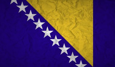 Buruşuk kağıt ve grunge etkisi ile Bosna ve Hersek bayrağı