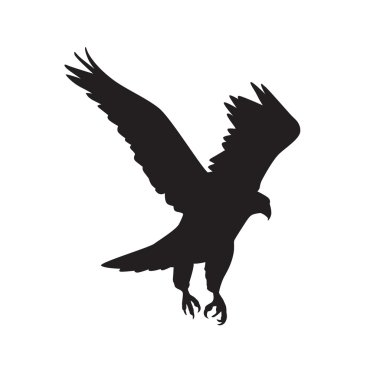 Uçuş yaymak kanatlı yırtıcı kuş siluet vektör