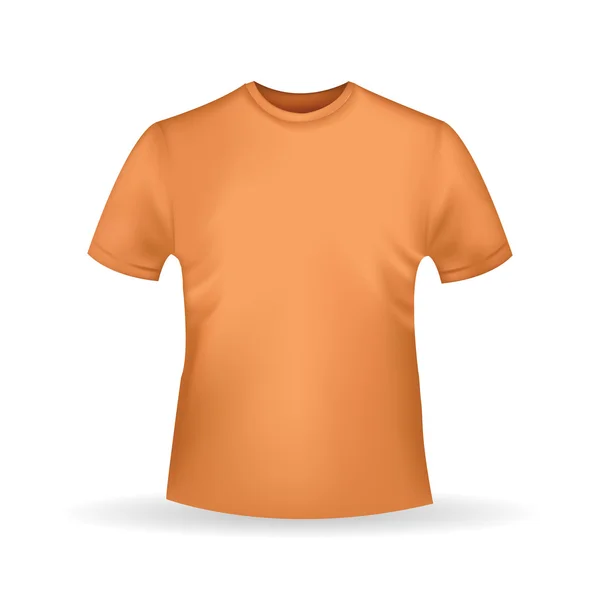 Oranje T-shirt sjabloon geïsoleerd in realistische stijl op witte achtergrond — Stockvector