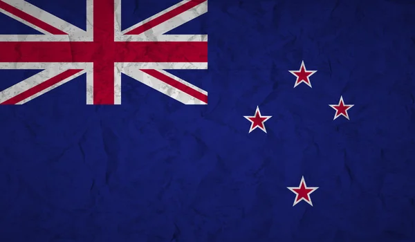 Bandeira da Nova Zelândia com o efeito de papel amassado e grunge — Vetor de Stock