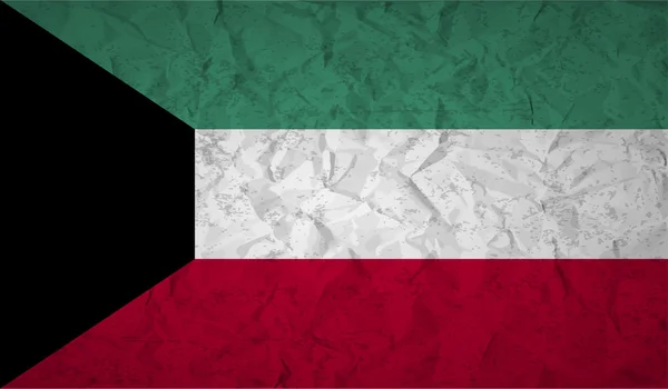 紙を丸めて、グランジの影響でクウェートの国旗 — ストックベクタ