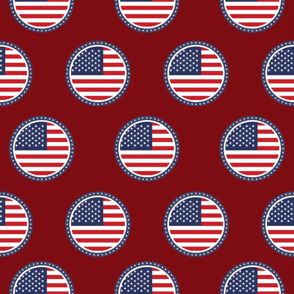 Patrón patriótico sin costuras de Estados Unidos. Bandera americana en sello — Vector de stock