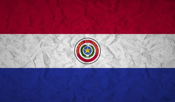 巴拉圭国旗与弄皱的纸和 grunge 的影响 — 图库矢量图片
