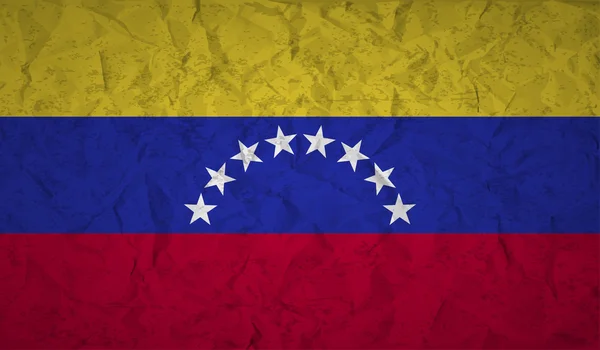 Vlag van Venezuela met het effect van verfrommeld papier en grunge — Stockvector