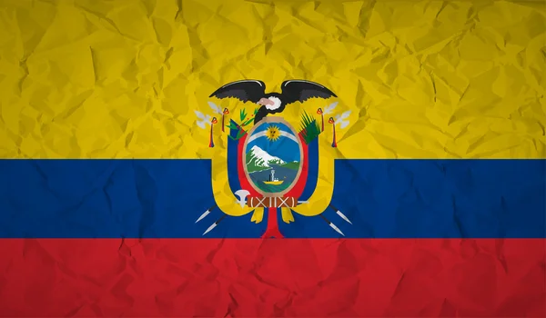 しわくちゃの紙の効果とエクアドルの国旗 — ストックベクタ