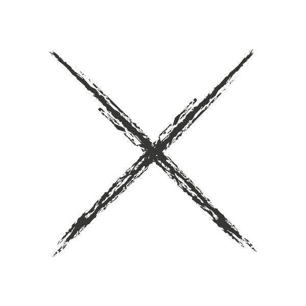 Черный крест, нарисованный углем. Векторная иллюстрация
