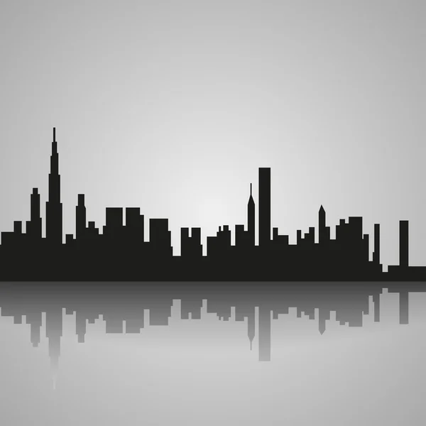 Silhouette noire de Chicago avec réflexion. Illustration vectorielle — Image vectorielle
