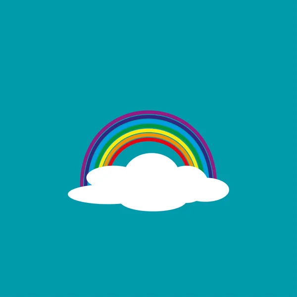 Weiße Wolke mit Regenbogen in flachem Design. Vektorillustration — Stockvektor