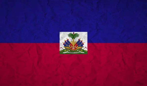 Vlajka Haiti s efektem zmačkaný papír a grunge — Stockový vektor