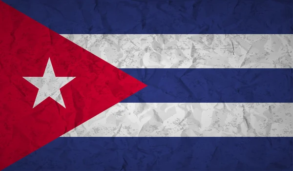 Vlag van Cuba met het effect van verfrommeld papier en grunge — Stockvector