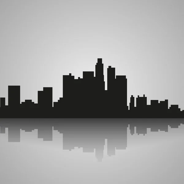 Чёрный силуэт Лос-Анджелеса с отражением. Векторная иллюстрация — стоковый вектор