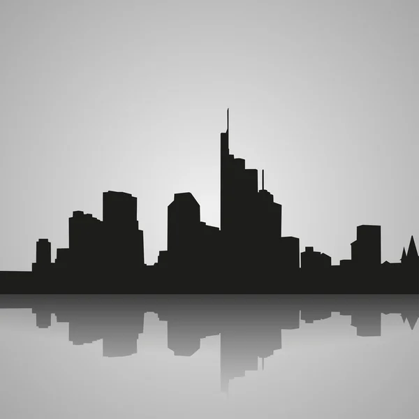 Černá silueta z Frankfurtu s odleskem. Vektorové ilustrace — Stockový vektor