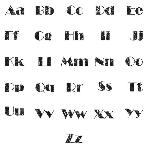 Alphabet anglais avec grunge sur fond blanc — Image vectorielle