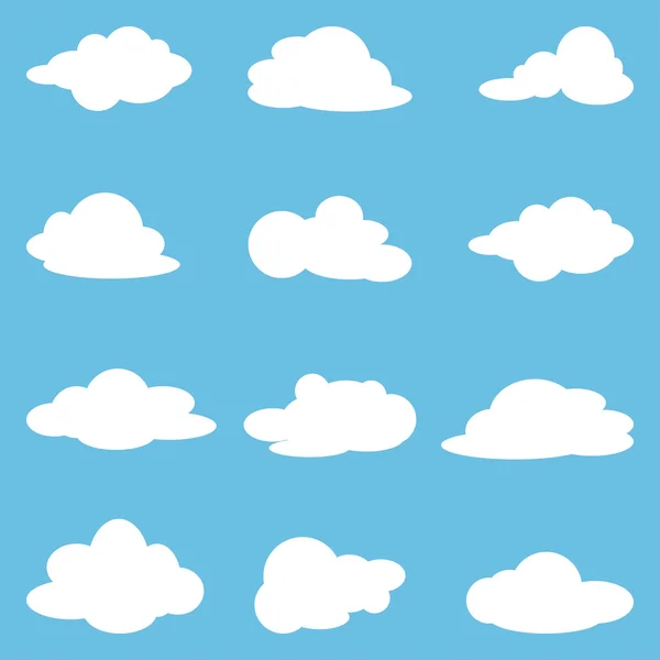 Icon Set weißer Wolken. Sammlungswolken. Vektorillustration — Stockvektor