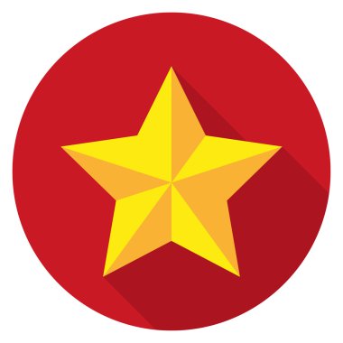 Bir gölge sahip kırmızı bir daire bir arka plan üzerinde altın yıldız