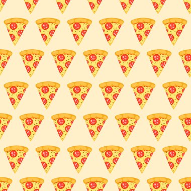 Salam bir pizza ile Seamless modeli. Vektör çizim