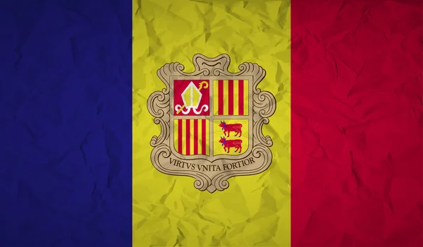 Bandeira de Andorra com o efeito de papel amassado —  Vetores de Stock