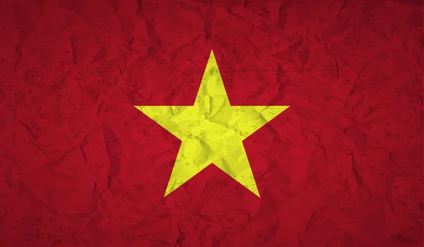 Bandera de Vietnam con el efecto de papel arrugado y grunge — Vector de stock