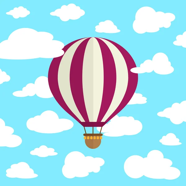Воздушный шар против неба с облаками. Векторная иллюстрация — стоковый вектор