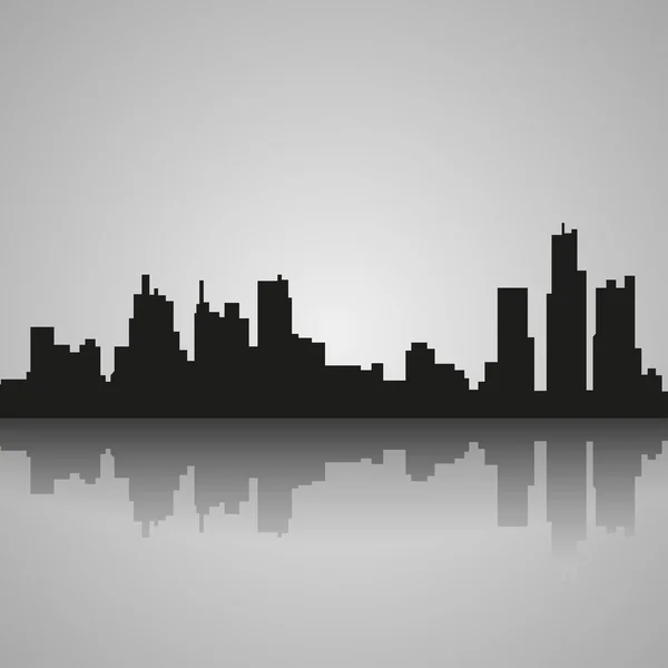 Silhouette noire de Detroit avec réflexion. Illustration vectorielle — Image vectorielle