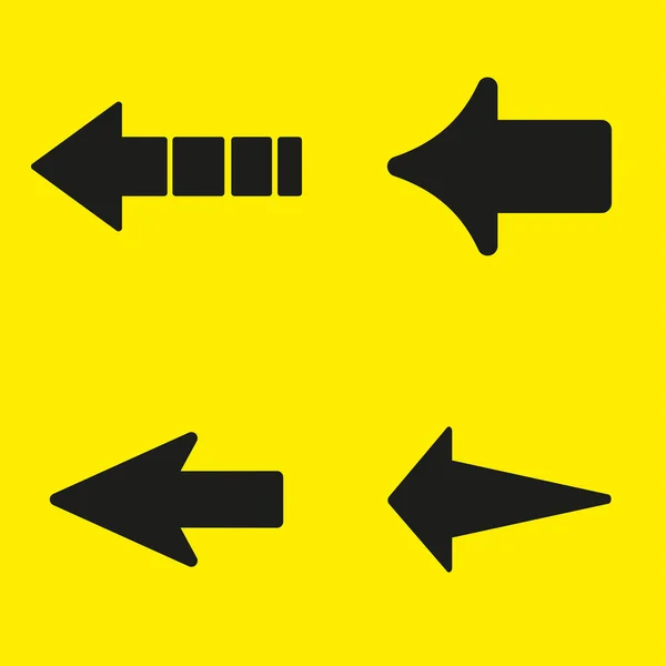 Jeu de flèches noires sur fond jaune. Illustration vectorielle — Image vectorielle