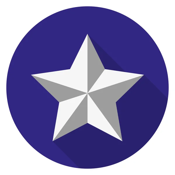 Estrella de plata sobre un fondo de un círculo azul con una sombra — Vector de stock