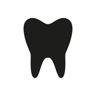 Diş simgesi. Siyah simgesi beyaz arka plan üzerinde izole. Diş siluet. Basit simgesi. Web sitesi sayfası ve mobil uygulaması tasarım öğesi.
