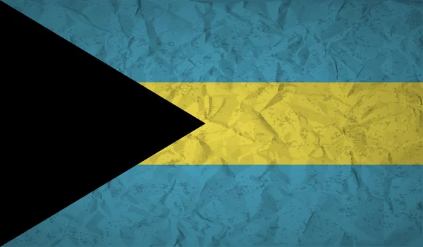 Bahamas flag with the effect of crumpled paper and grunge — стоковий вектор