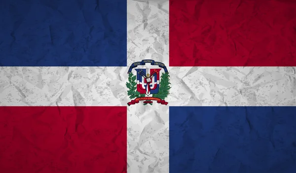 Flagge der Dominikanischen Republik mit der Wirkung von zerknülltem Papier und Grunge — Stockvektor