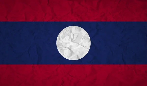 Laos flagga med effekten av skrynkligt papper och grunge — Stock vektor