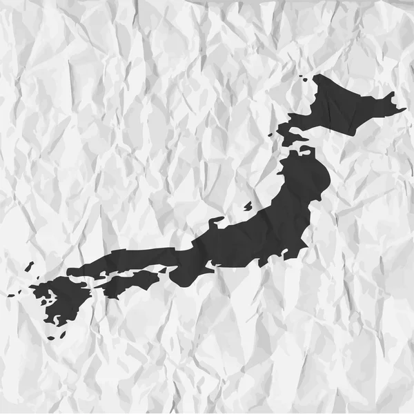 Χάρτη της Ιαπωνίας με μαύρο σε ένα φόντο τσαλακωμένο χαρτί — Διανυσματικό Αρχείο
