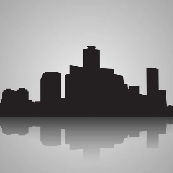 Seul City skyline silhueta em preto e branco. Ilustração vetorial . — Vetor de Stock