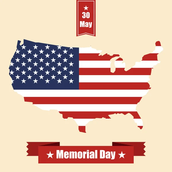 Memorial day banner Usa Térkép, zászló és szalagok. Vektoros illusztráció — Stock Vector