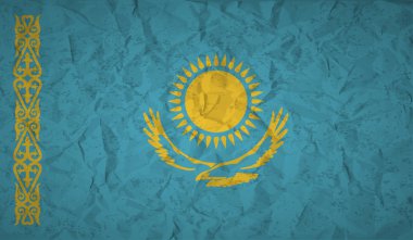 Buruşuk kağıt ve grunge etkisi ile Kazakistan bayrağı