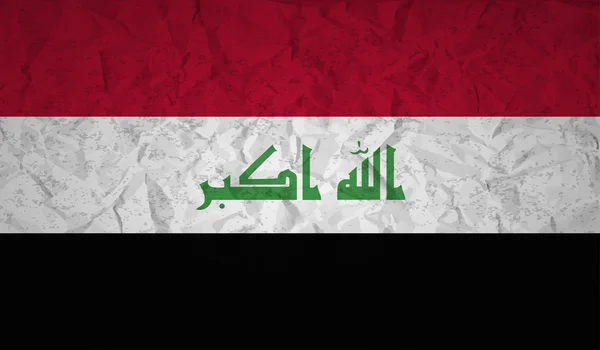 Vlag van Irak met het effect van verfrommeld papier en grunge — Stockvector