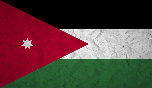 Bandeira da Jordânia com o efeito de papel amassado e grunge — Vetor de Stock