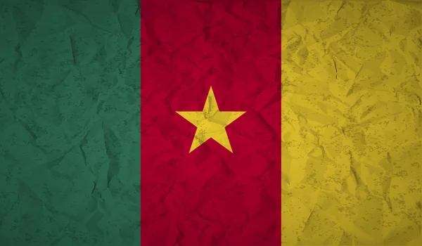 喀麦隆国旗与弄皱的纸和 grunge 的影响 — 图库矢量图片
