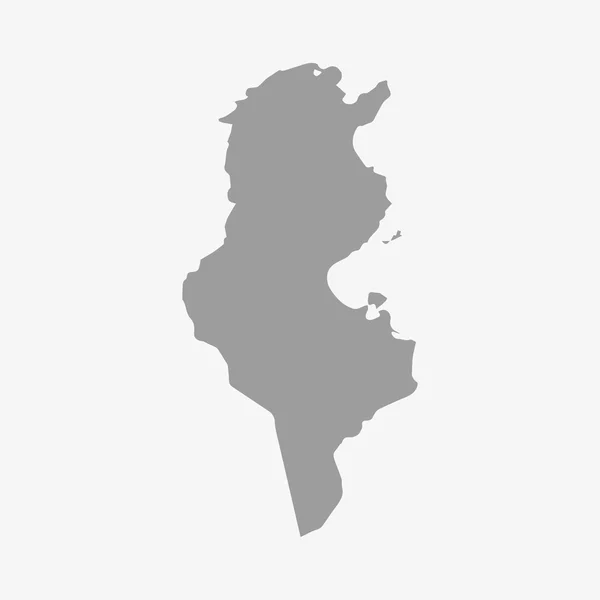 Mappa della Tunisia in grigio su sfondo bianco — Vettoriale Stock