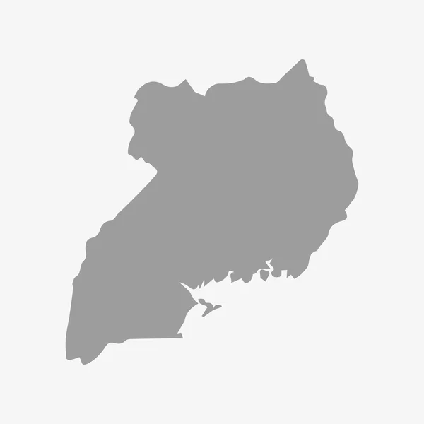 Χάρτης της Ουγκάντα με γκρι χρώμα σε άσπρο φόντο — Διανυσματικό Αρχείο