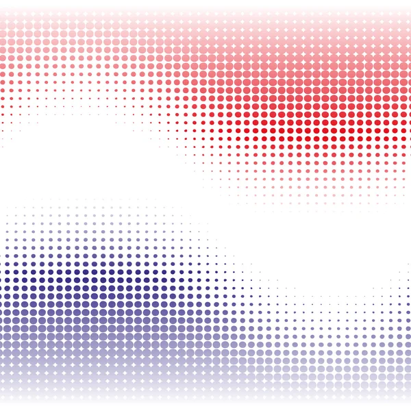 Roter und blauer abstrakter Hintergrund mit Halbtoneffekt-Wellen — Stockvektor