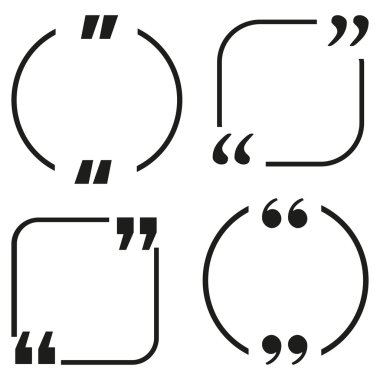 Metin çerçevesi alıntı. Beyaz izole kare kümesi