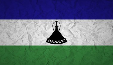 Lesoto bayrağı buruşuk kağıt ve grunge etkisi ile