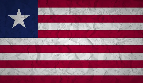 Vlag van Liberia met het effect van verfrommeld papier en grunge — Stockvector