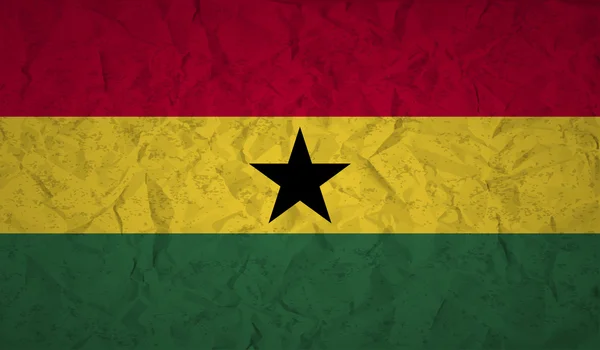 Bandiera del Ghana con l'effetto di carta spiegazzata e grunge — Vettoriale Stock