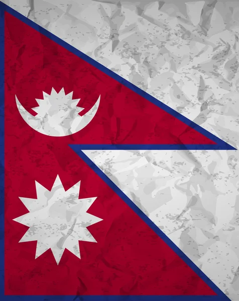 Bandera de Nepal con el efecto de papel arrugado y grunge — Archivo Imágenes Vectoriales