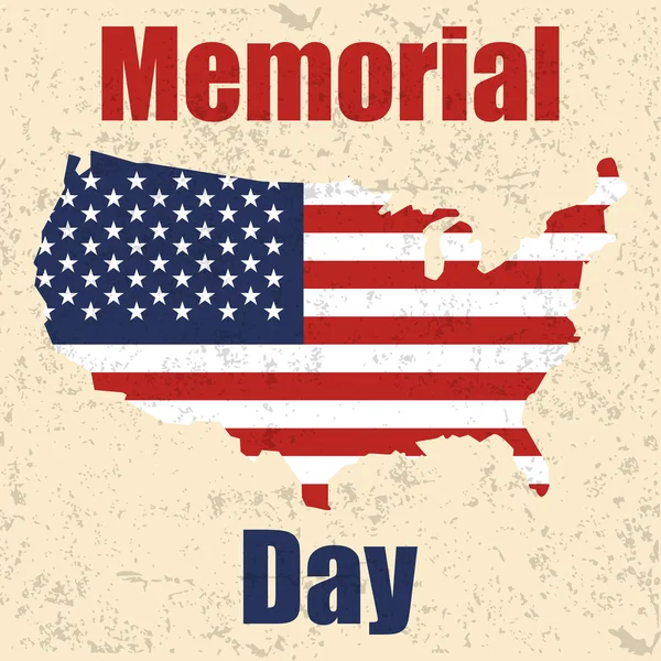 Memorial day banner Usa Térkép, zászló és grunge. Vektoros illusztráció — Stock Vector