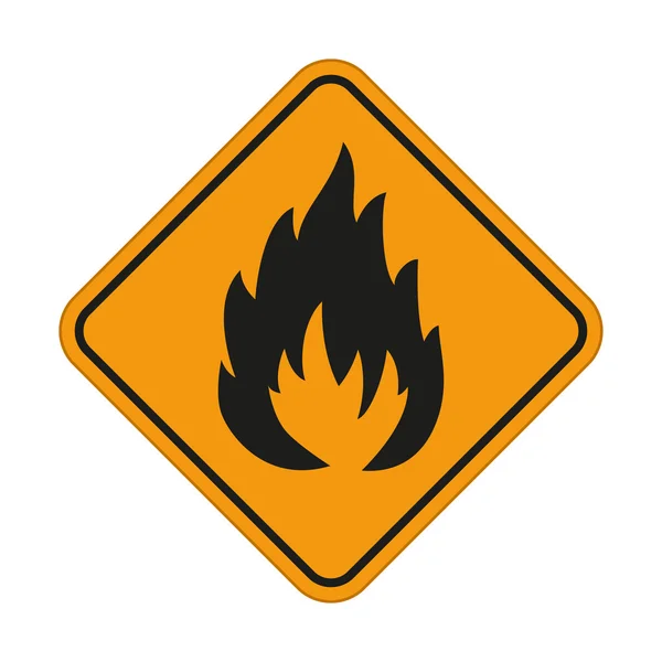 Danger inflammable signe orange sur fond blanc — Image vectorielle